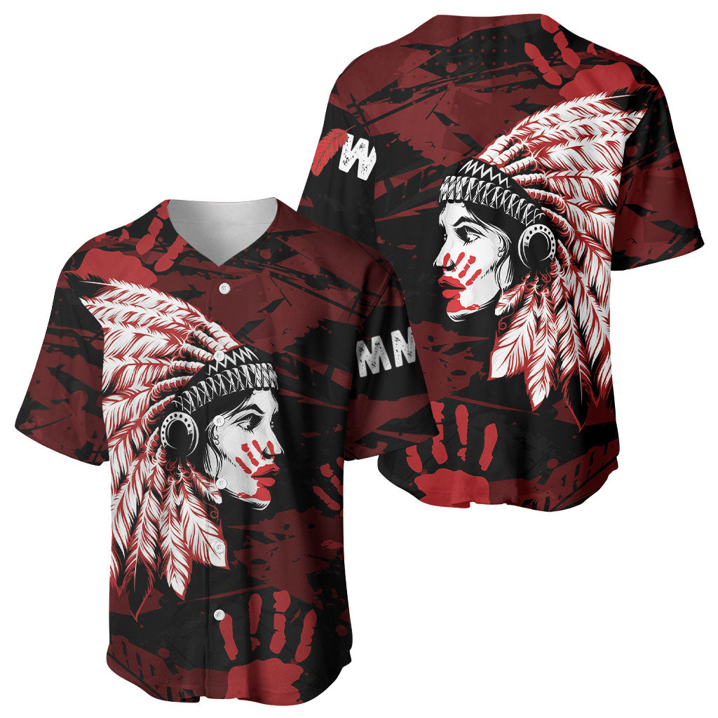 Native American MMIW Baseball Jersey Red Handprint Grunge Style
