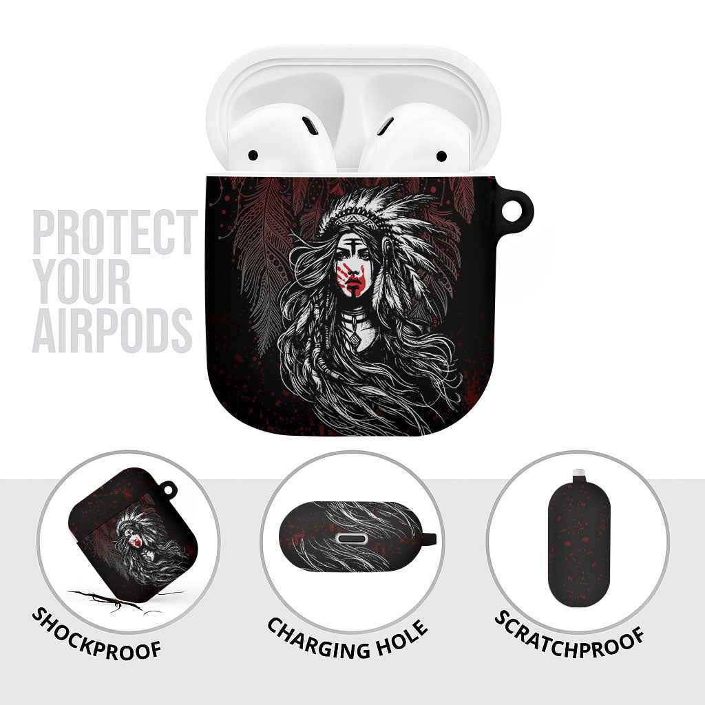 Native American MMIW Red Handprint AirPods Case Dreamcatcher