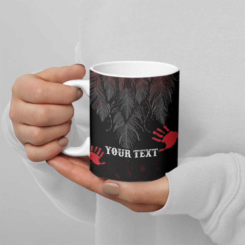 Personalized Native American MMIW Red Handprint Ceramic Mug Dreamcatcher