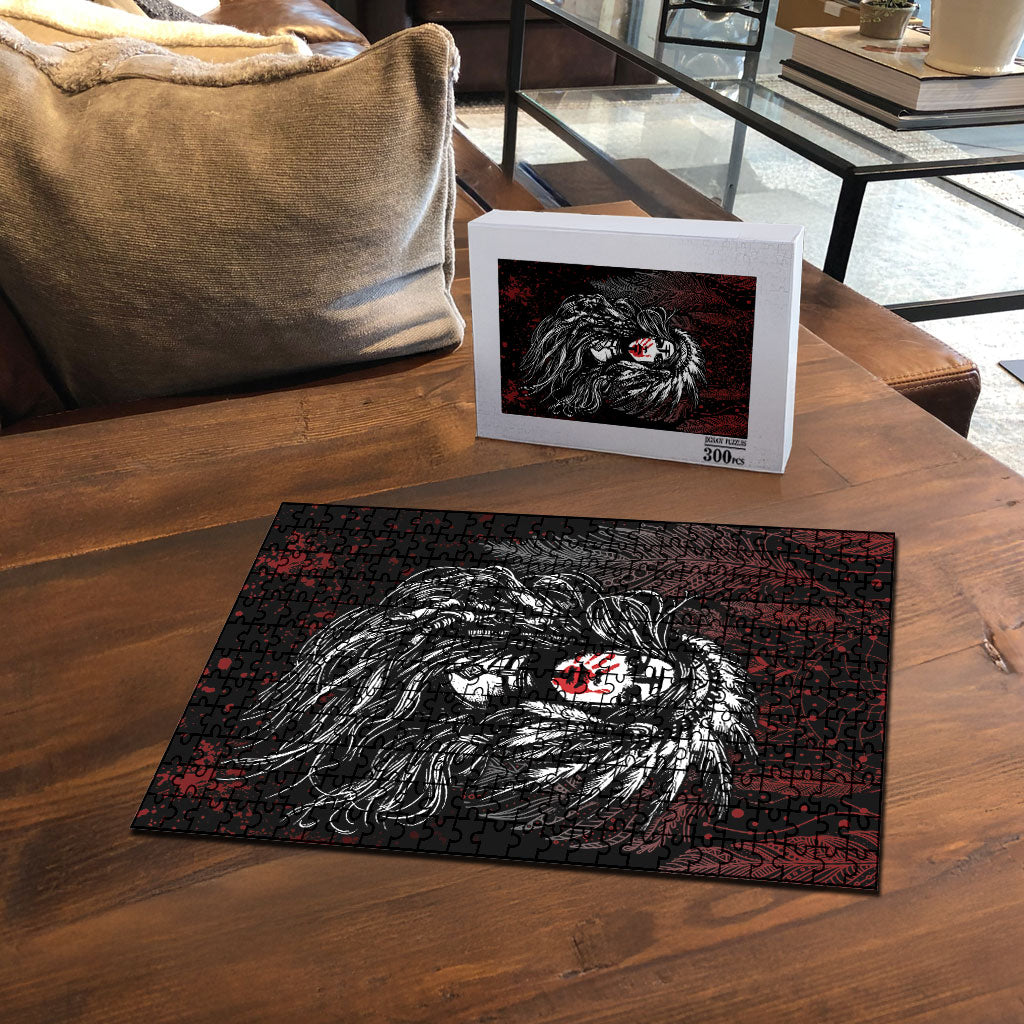Native American MMIW Red Handprint Puzzle Dreamcatcher
