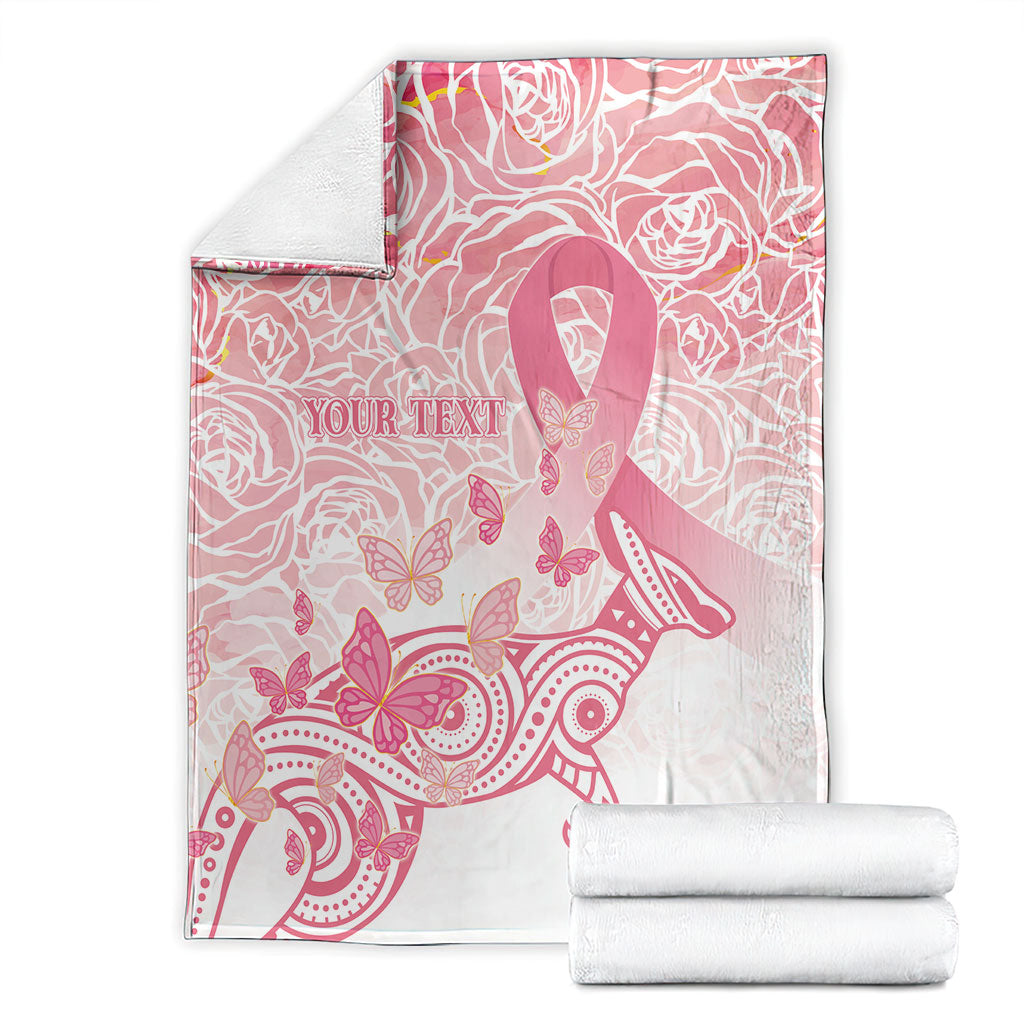 Australia Personalized Blanket Breast Cancer Pink Ribbon - Marble Roses