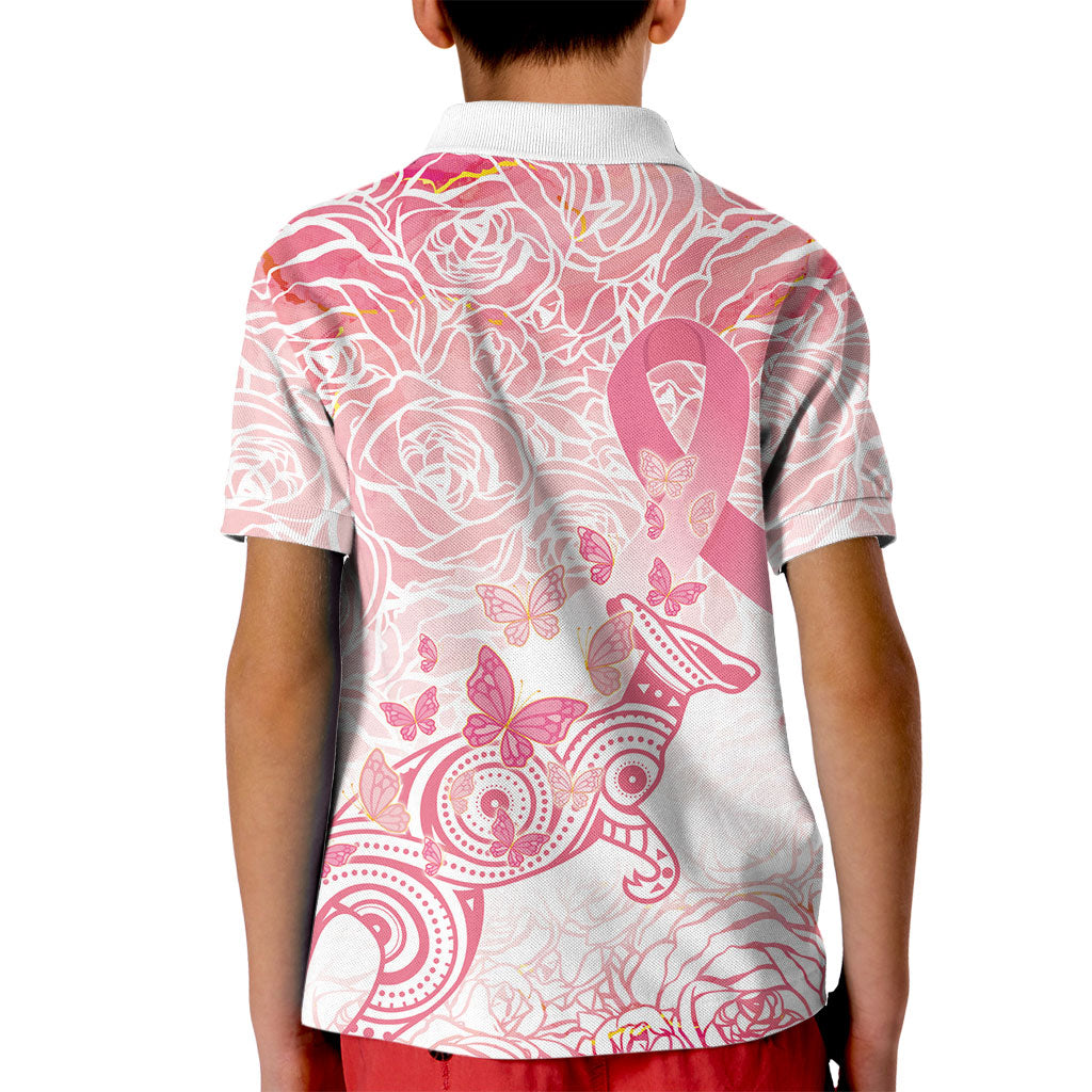 Australia Personalized Kid Polo Shirt Breast Cancer Pink Ribbon - Marble Roses