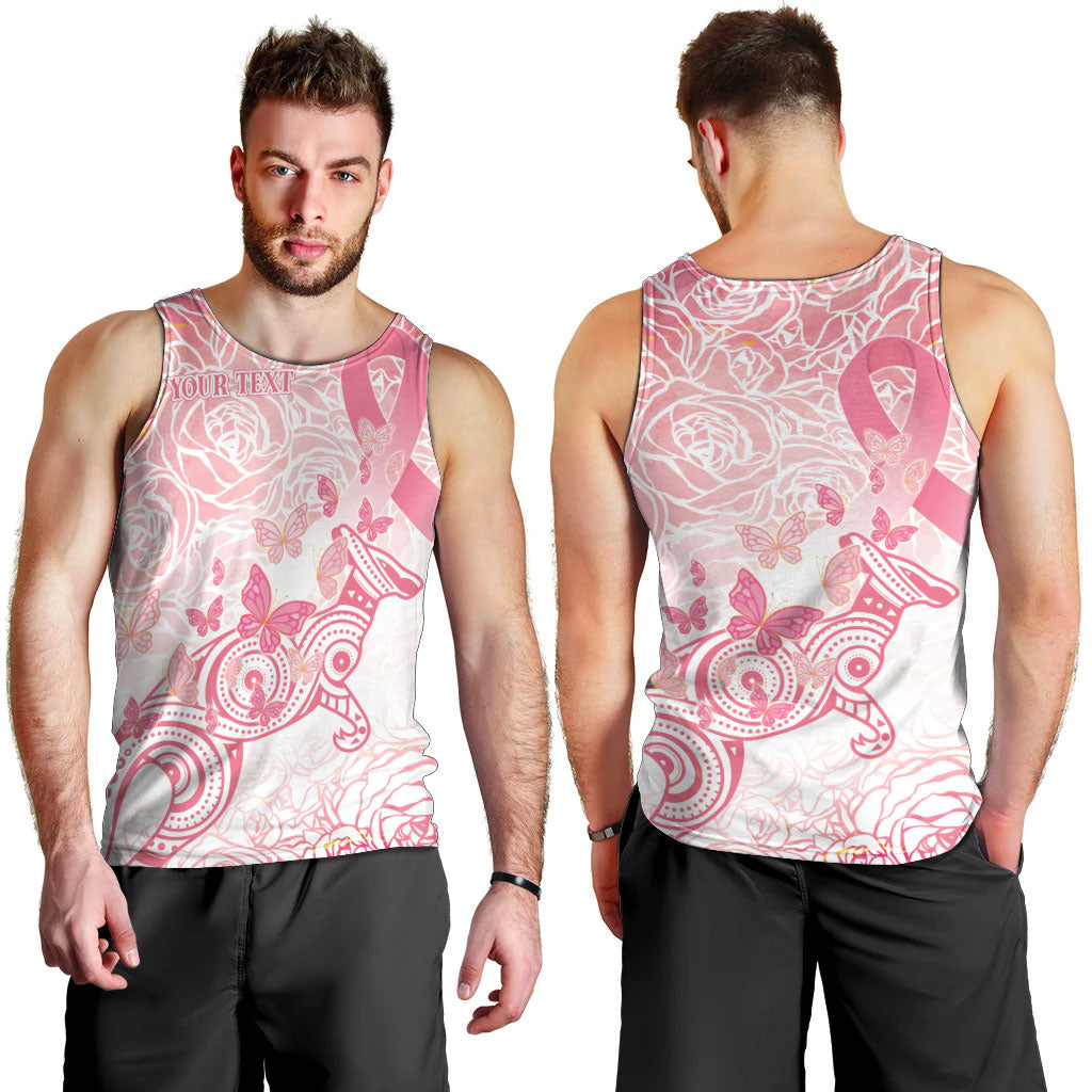 Australia Personalized Men Tank Top Breast Cancer Pink Ribbon - Marble Roses