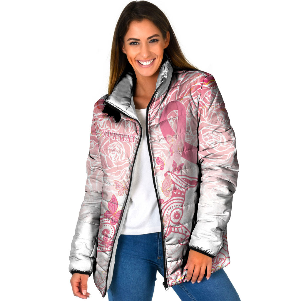 Australia Personalized Padded Jacket Breast Cancer Pink Ribbon - Marble Roses