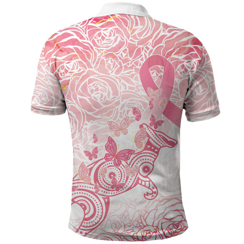 Australia Personalized Polo Shirt Breast Cancer Pink Ribbon - Marble Roses