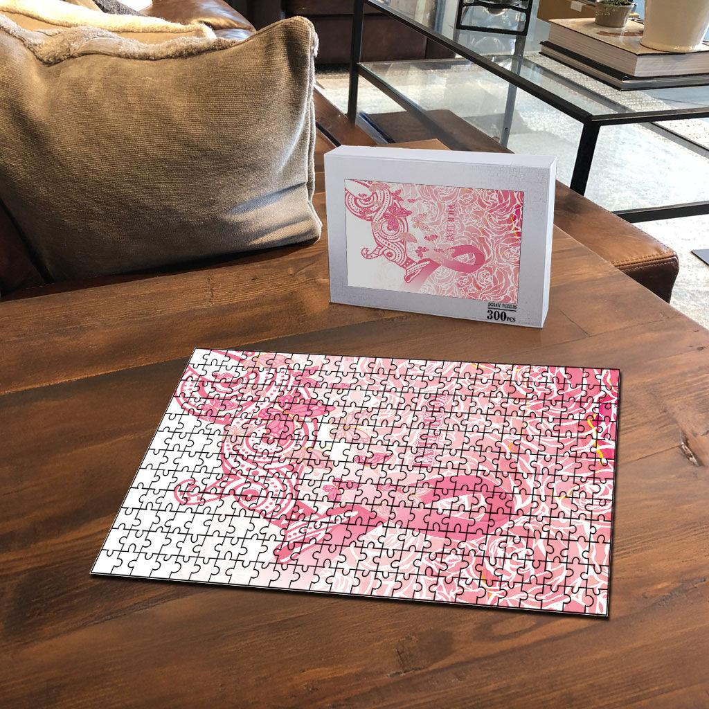 Australia Personalized Puzzle Breast Cancer Pink Ribbon - Marble Roses