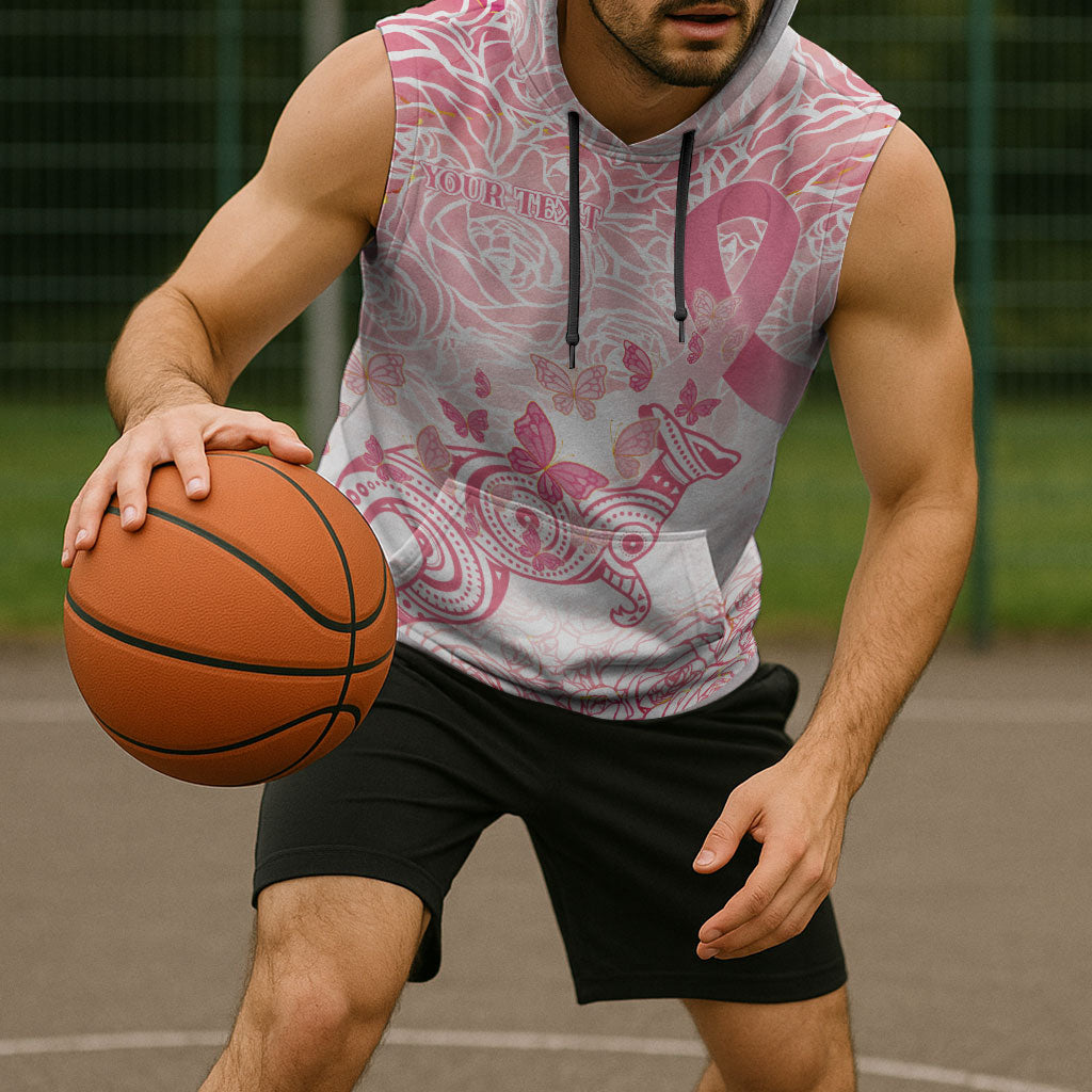 Australia Personalized Sleeveless Hoodie Breast Cancer Pink Ribbon - Marble Roses