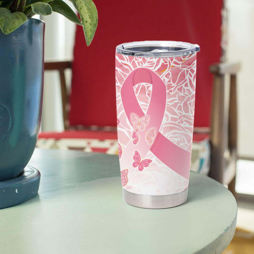 Australia Personalized Tumbler Cup Breast Cancer Pink Ribbon - Marble Roses