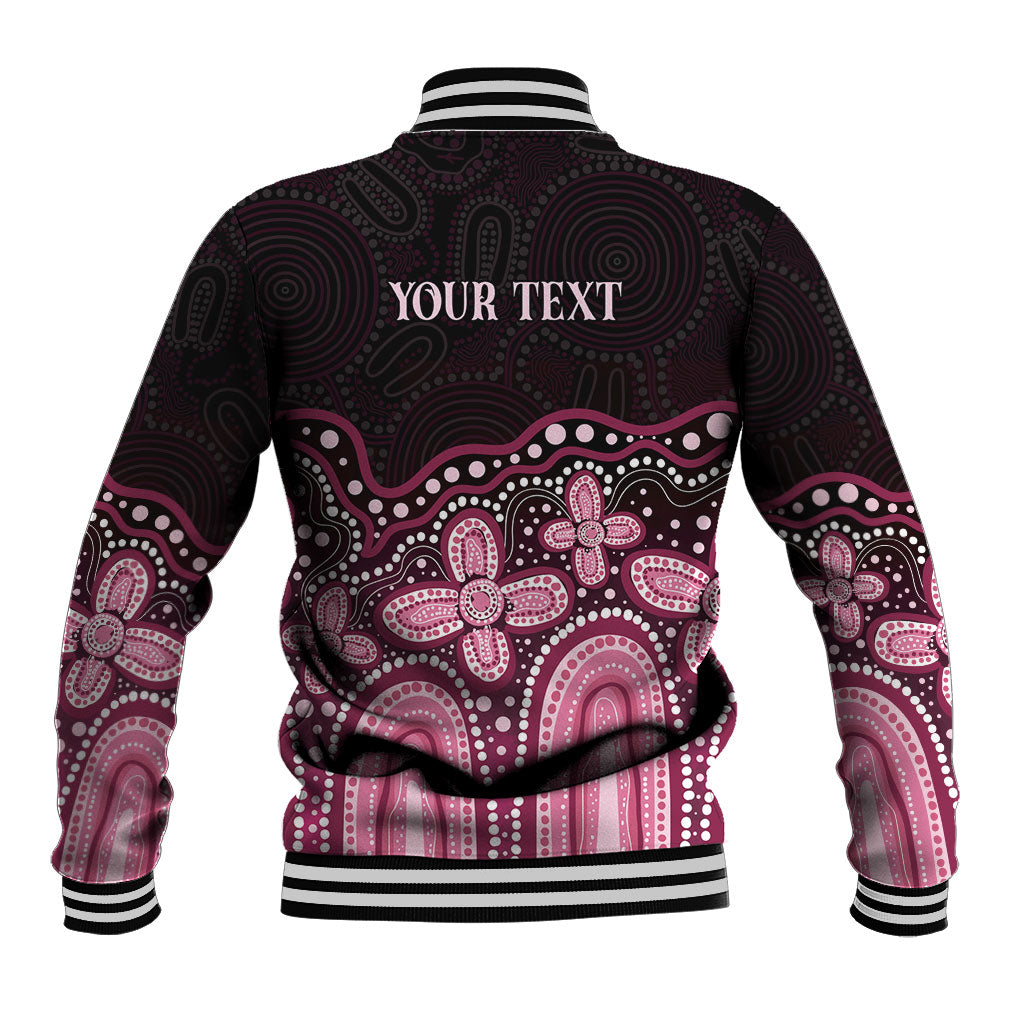 Australia Indigenous Personalized Baseball Jacket Aboriginal Pink Ribbon Art
