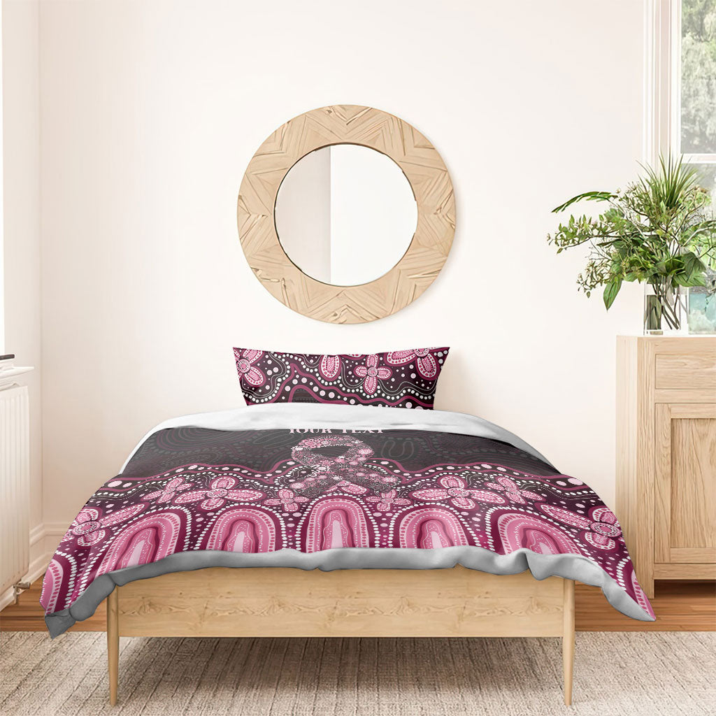 Australia Indigenous Personalized Bedding Set Aboriginal Pink Ribbon Art
