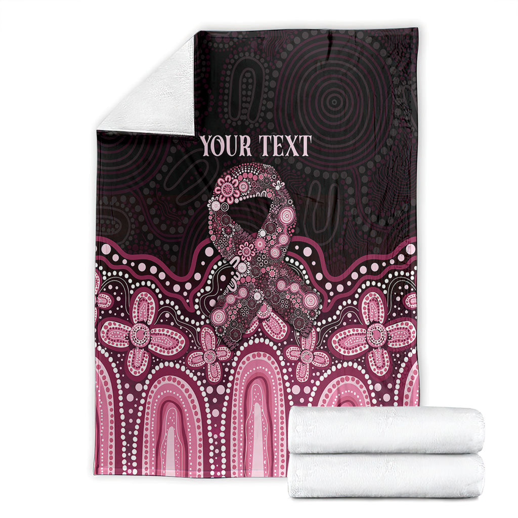 Australia Indigenous Personalized Blanket Aboriginal Pink Ribbon Art
