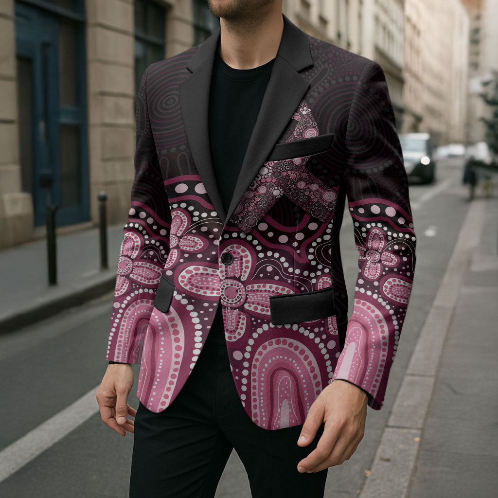 Australia Indigenous Personalized Blazer Aboriginal Pink Ribbon Art