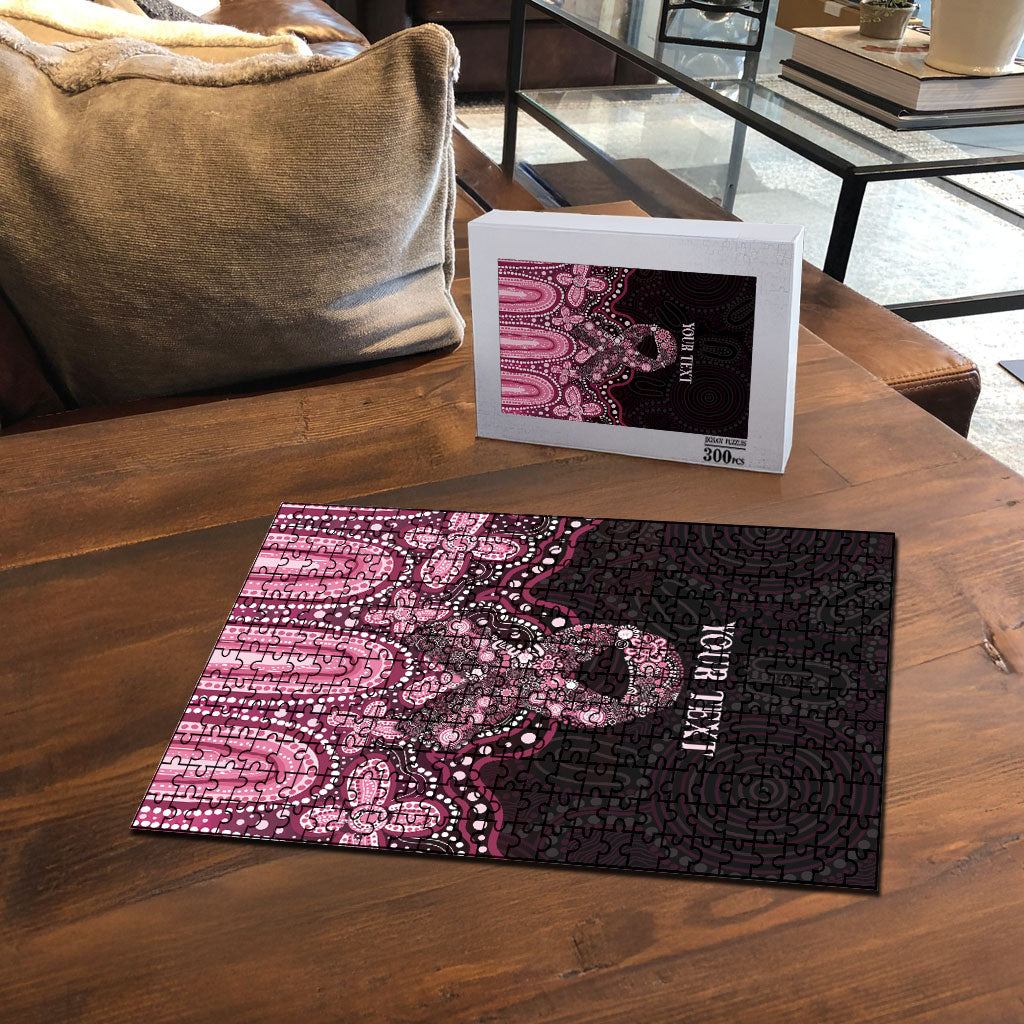 Australia Indigenous Personalized Puzzle Aboriginal Pink Ribbon Art