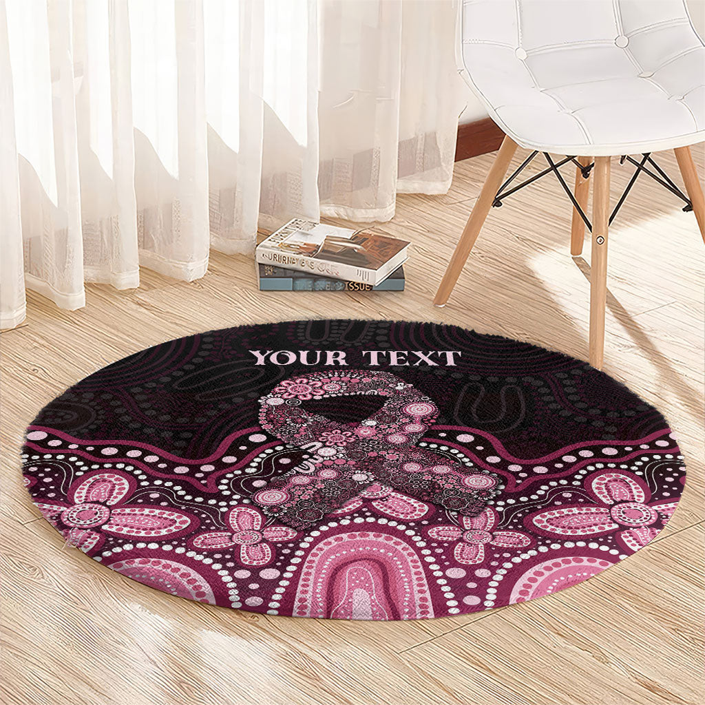 Australia Indigenous Personalized Round Carpet Aboriginal Pink Ribbon Art
