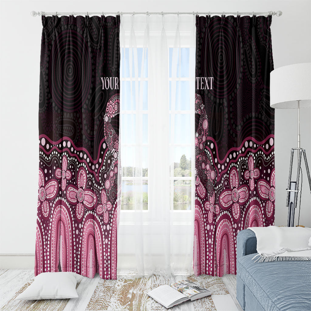 Australia Indigenous Personalized Window Curtain Aboriginal Pink Ribbon Art