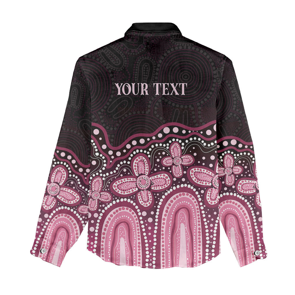 Australia Indigenous Personalized Women Casual Shirt Aboriginal Pink Ribbon Art