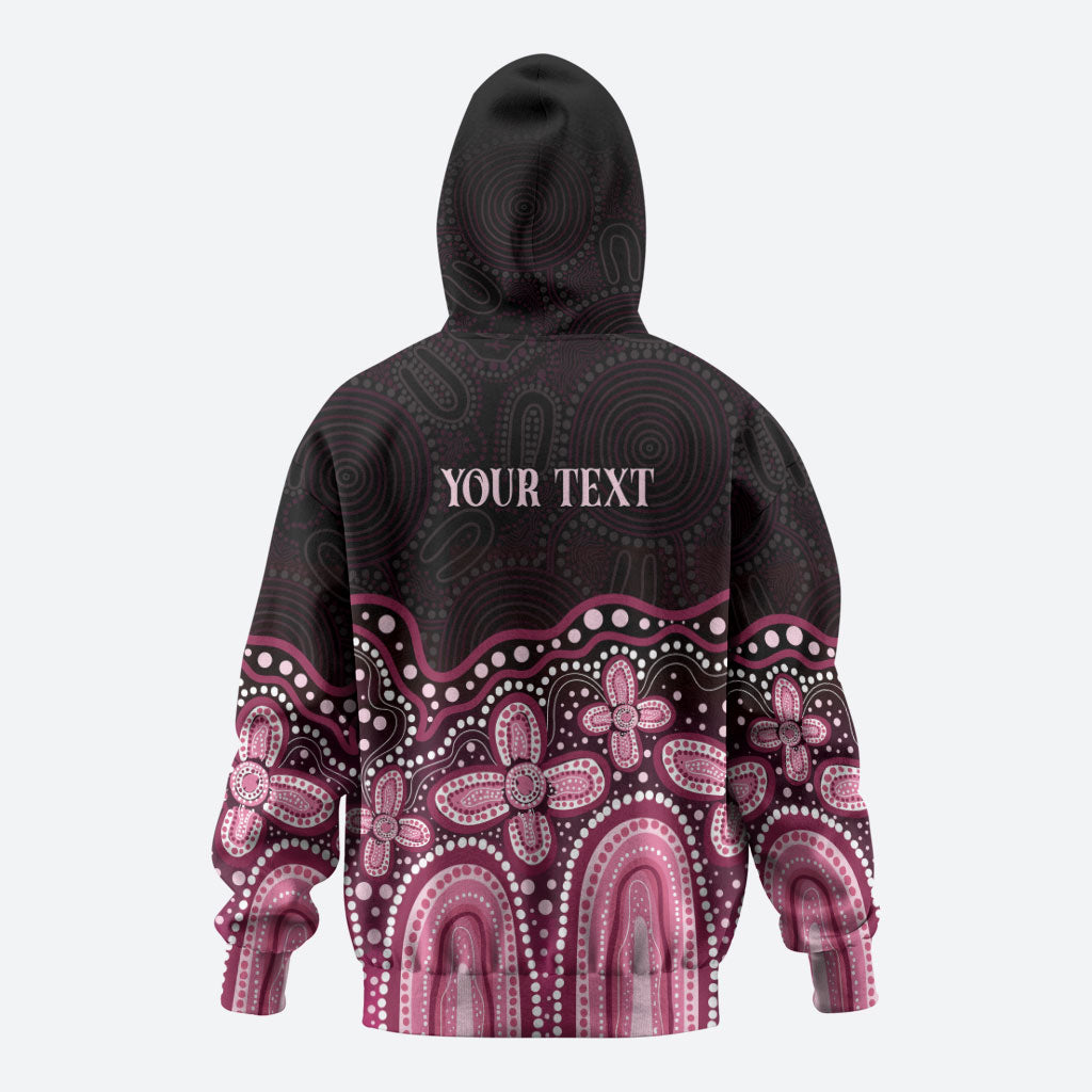 Australia Indigenous Personalized Zip Hoodie Aboriginal Pink Ribbon Art