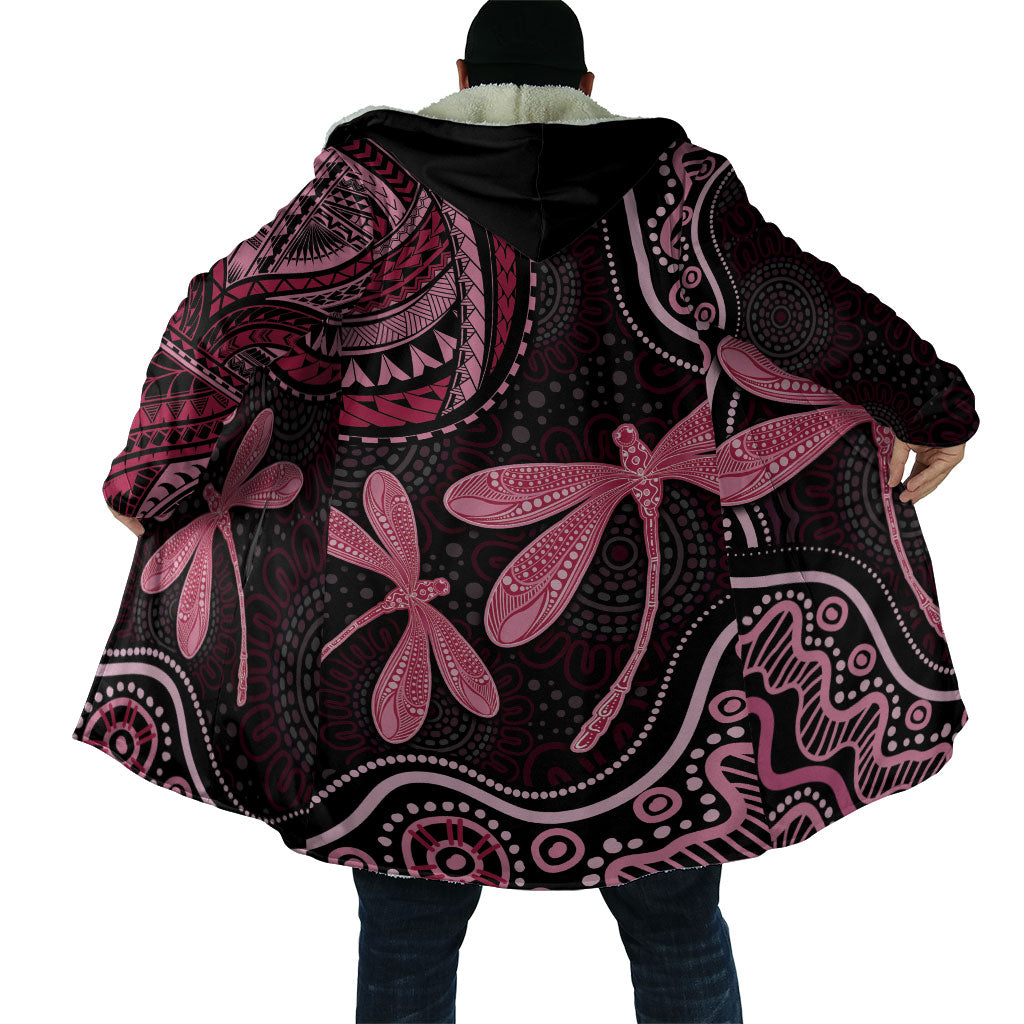 Australia Indigenous Mix Polynesian Cloak Pink Ribbon and Dragonflies