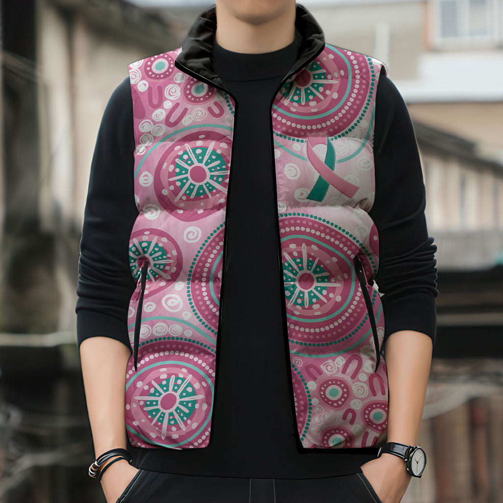 Hereditary Breast Cancer Prevention Australia Indigenous Sleeveless Puffer Jacket Previvor