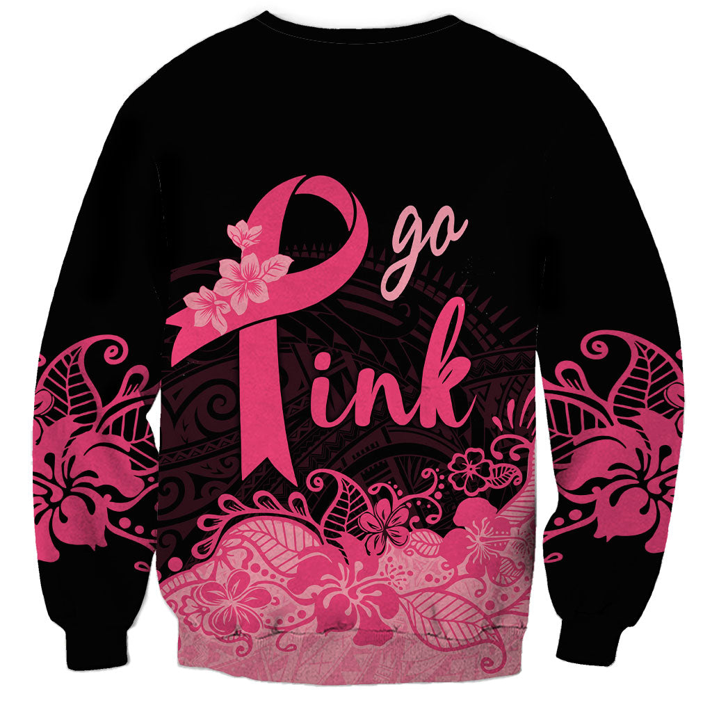 Polynesian Sweatshirt Plumeria Breast Cancer Survivor Ribbon Pink