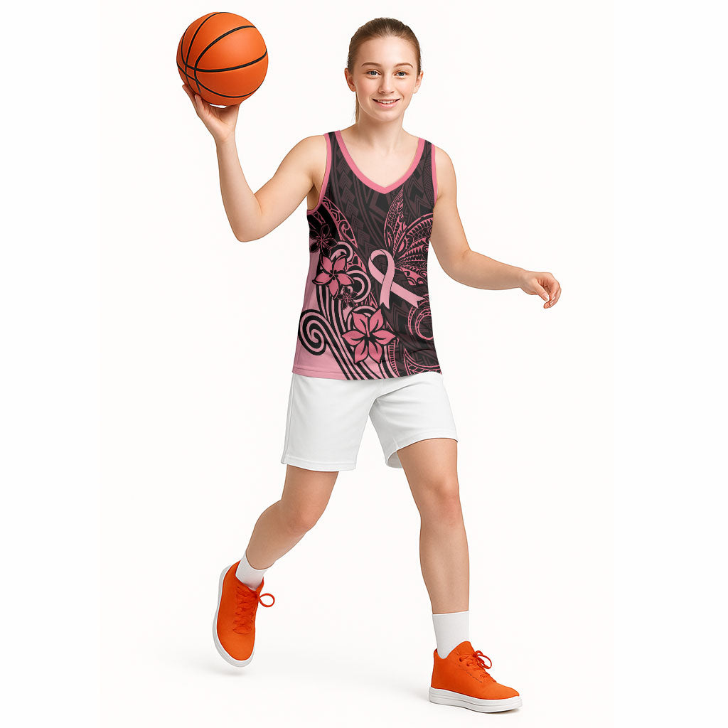 Polynesian Basketball Jersey Breast Cancer Ribbon Butterfly Mix Plumeria Curves Pink
