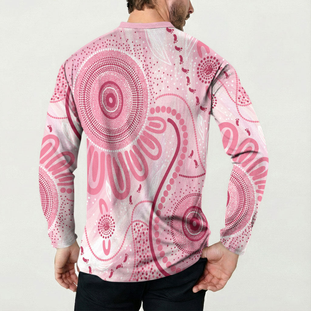 NAIDOC Week 2025 Indigenous Button Sweatshirt Breast Cancer Pink Ribbon