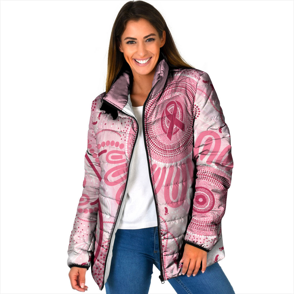 NAIDOC Week 2025 Indigenous Padded Jacket Breast Cancer Pink Ribbon