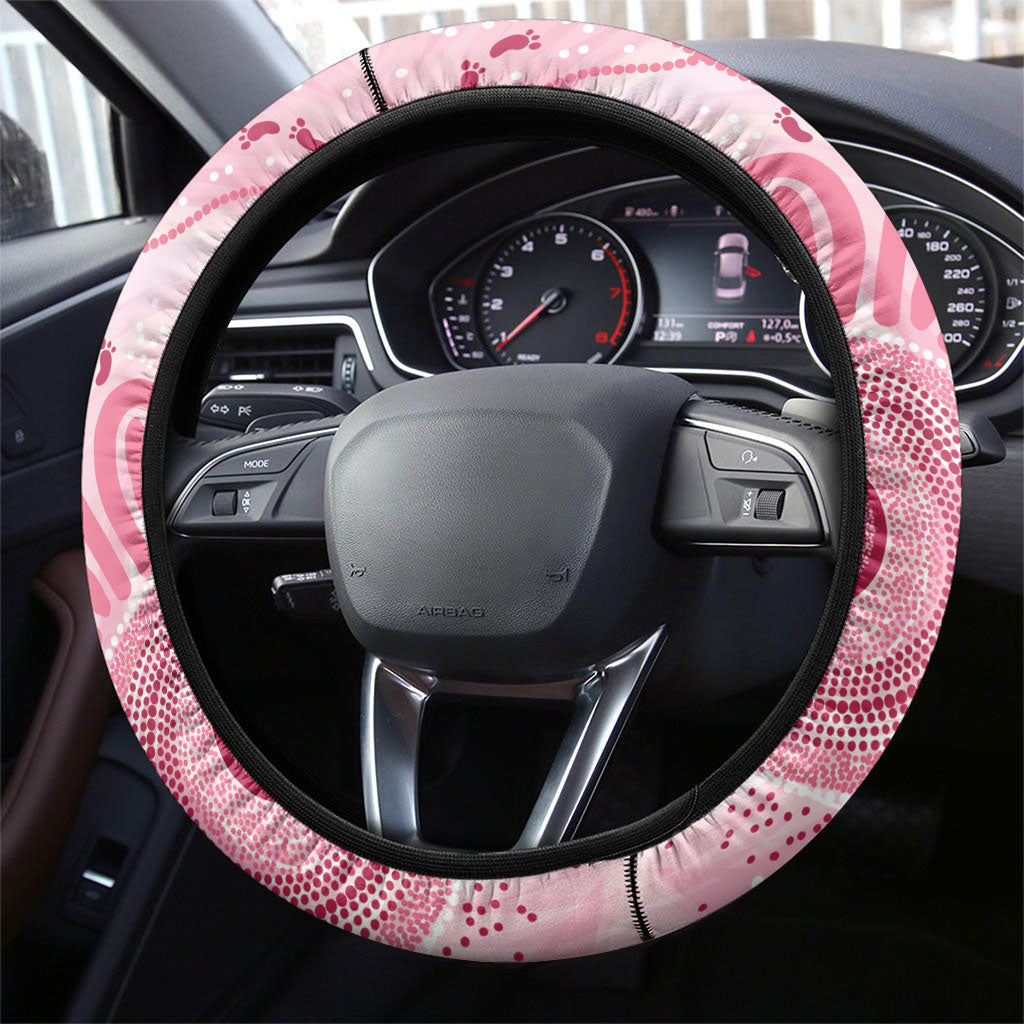 NAIDOC Week 2025 Indigenous Steering Wheel Cover Breast Cancer Pink Ribbon