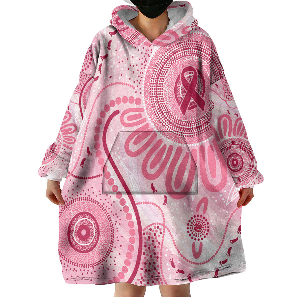 NAIDOC Week 2025 Indigenous Wearable Blanket Hoodie Breast Cancer Pink Ribbon