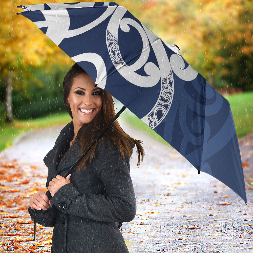 New Zealand Maori Mo Bros Umbrella Blue Ribbon With Koru Kowhaiwhai