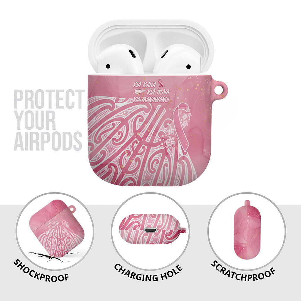 Breast Cancer Pink October Maori AirPods Case Kia Kaha Kia Maia Kia Manawanui