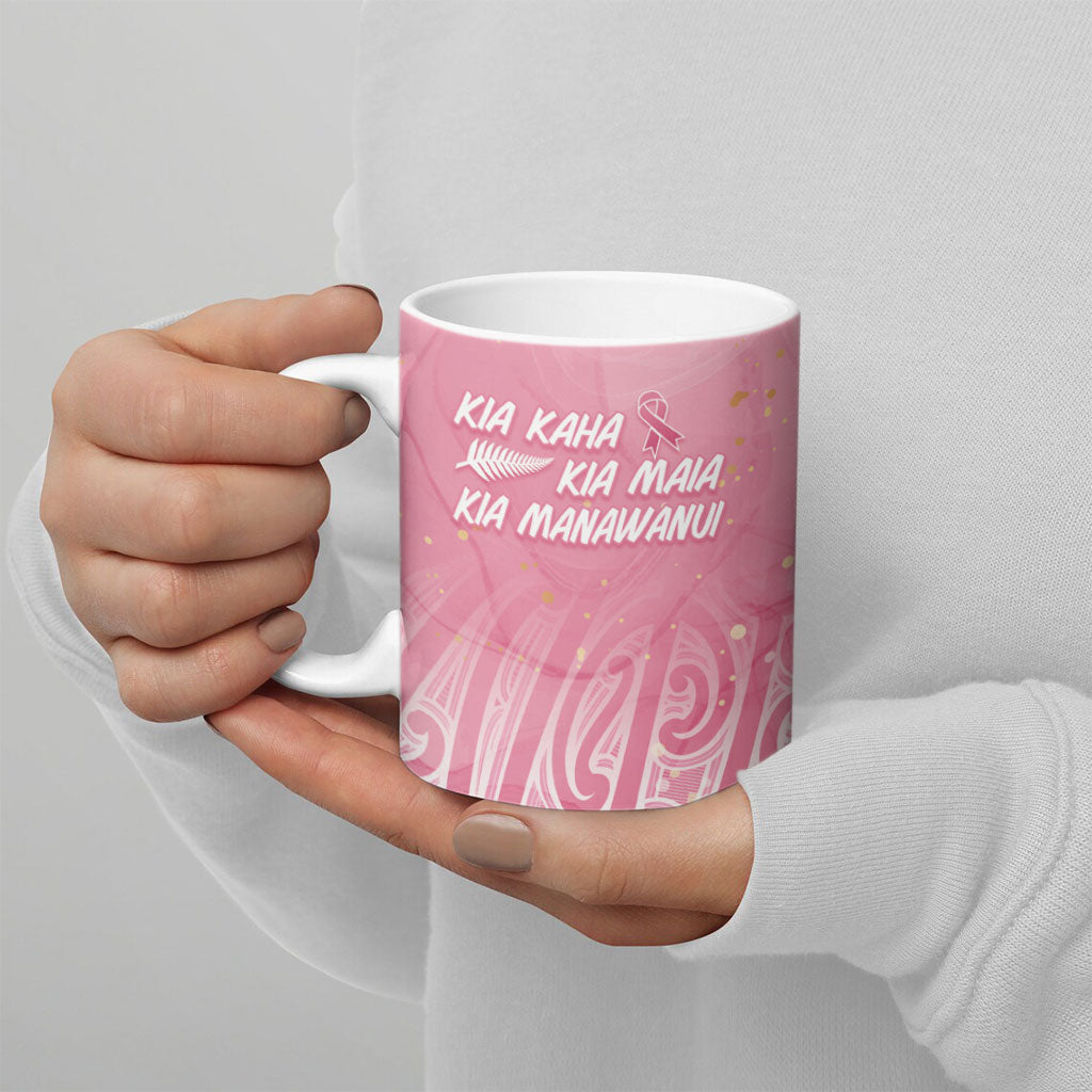 Breast Cancer Pink October Maori Ceramic Mug Kia Kaha Kia Maia Kia Manawanui