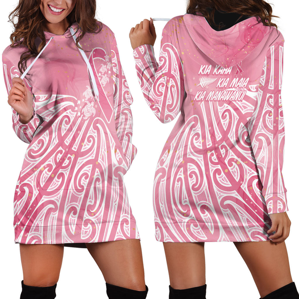 Breast Cancer Pink October Maori Hoodie Dress Kia Kaha Kia Maia Kia Manawanui