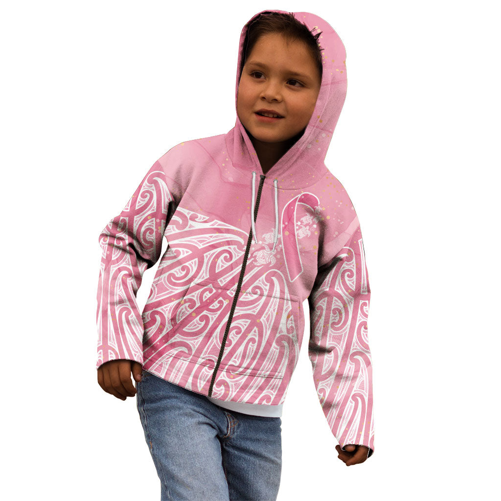 Breast Cancer Pink October Maori Kid Hoodie Kia Kaha Kia Maia Kia Manawanui