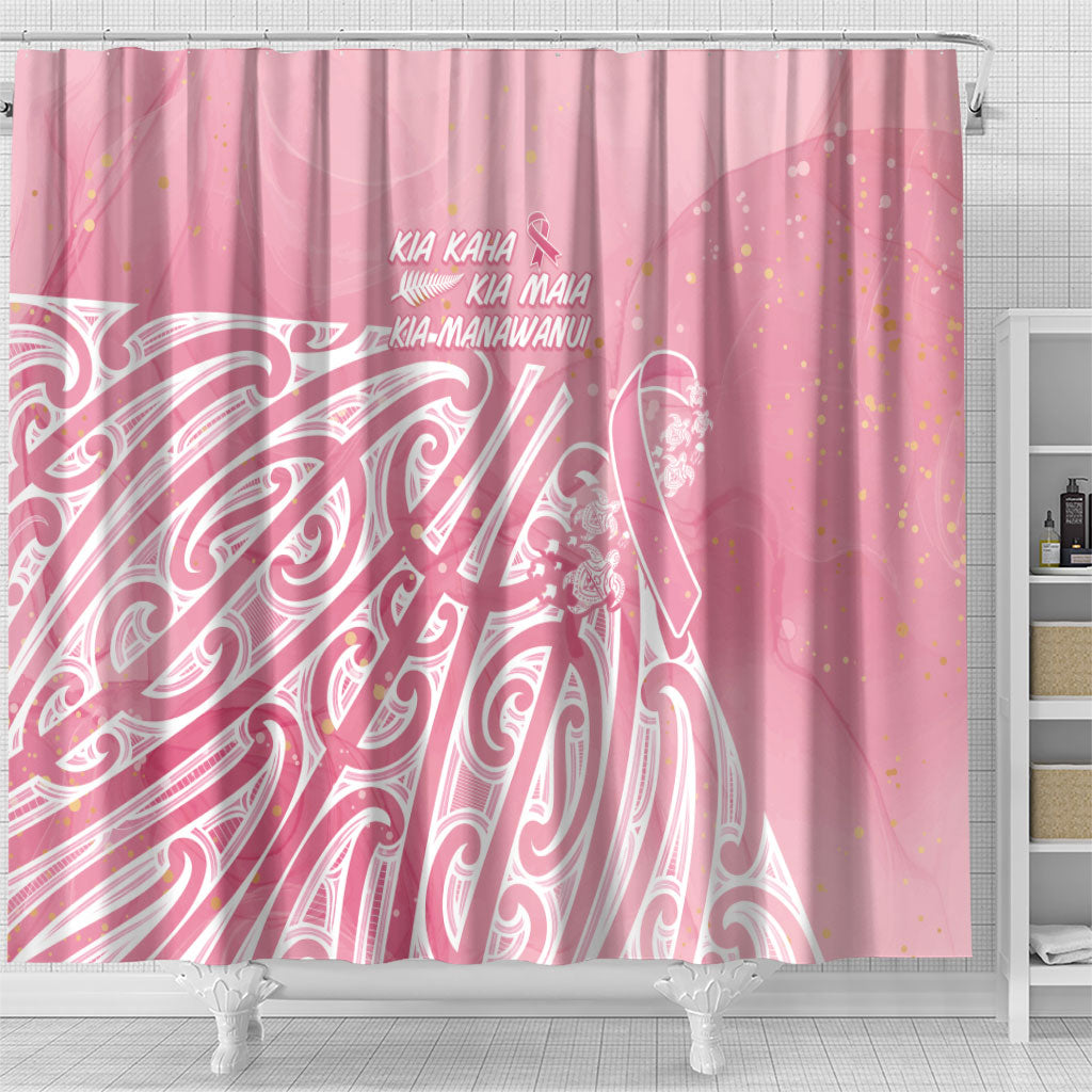 Breast Cancer Pink October Maori Shower Curtain Kia Kaha Kia Maia Kia Manawanui
