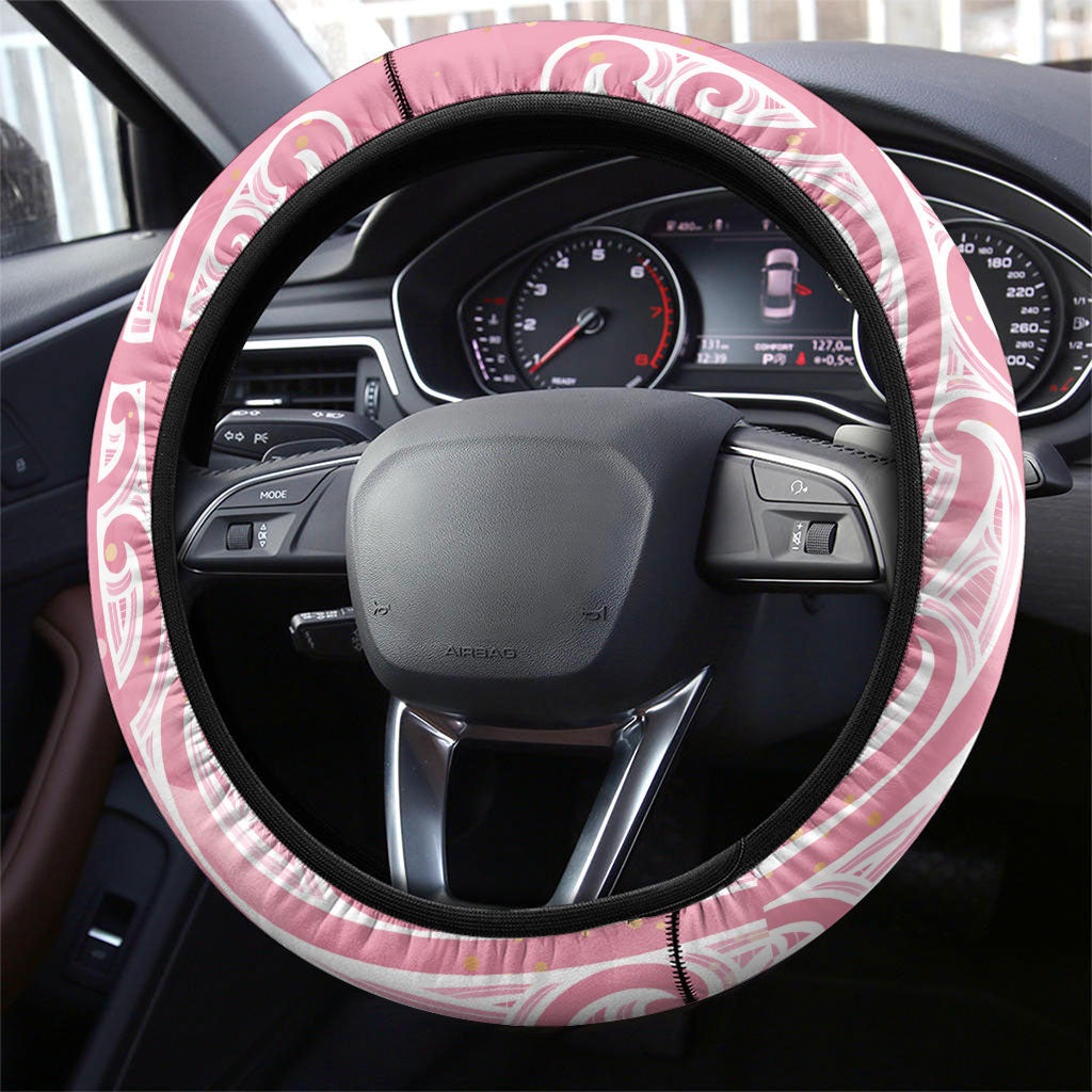 Breast Cancer Pink October Maori Steering Wheel Cover Kia Kaha Kia Maia Kia Manawanui