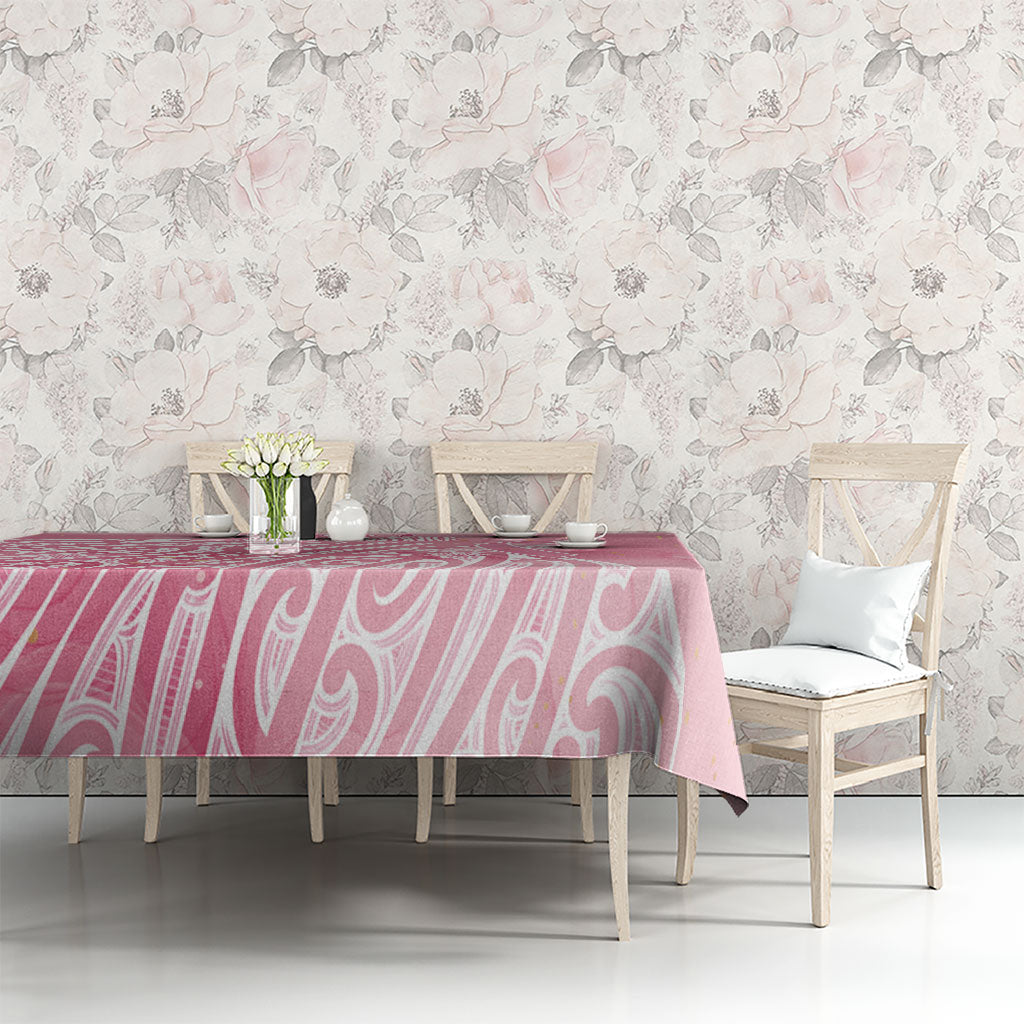 Breast Cancer Pink October Maori Tablecloth Kia Kaha Kia Maia Kia Manawanui