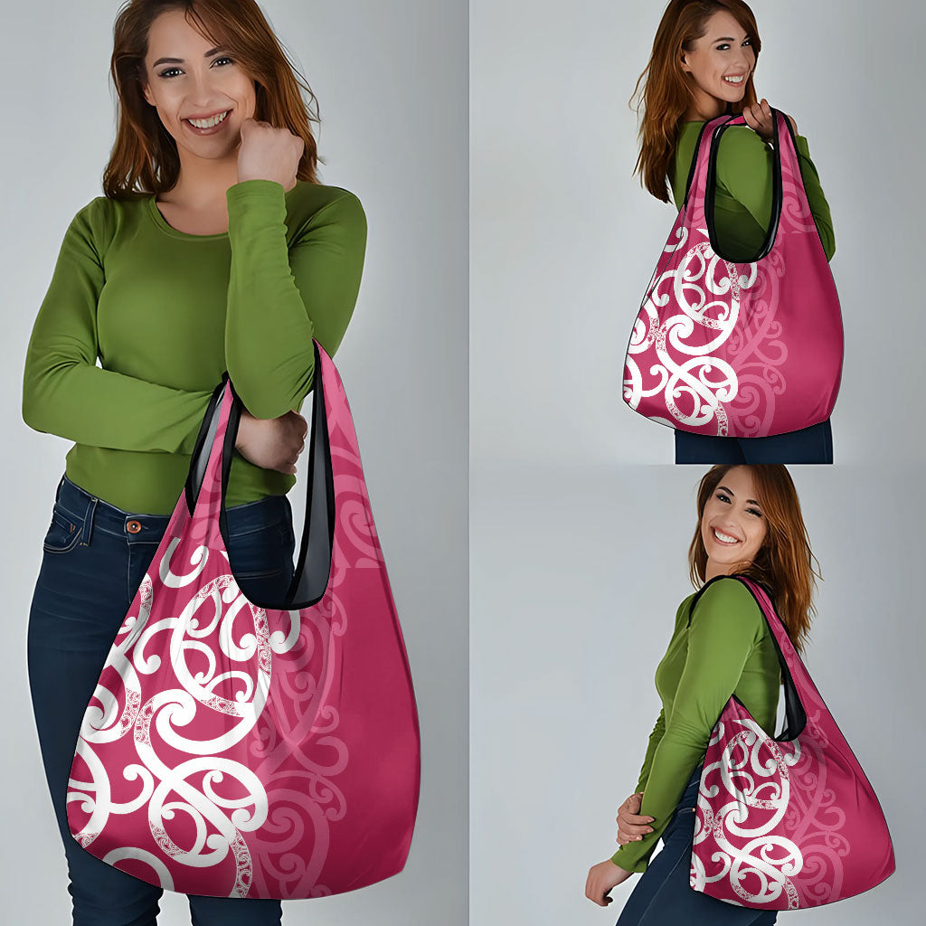 Breast Cancer Pink October Maori Grocery Bag Koru Kowhaiwhai