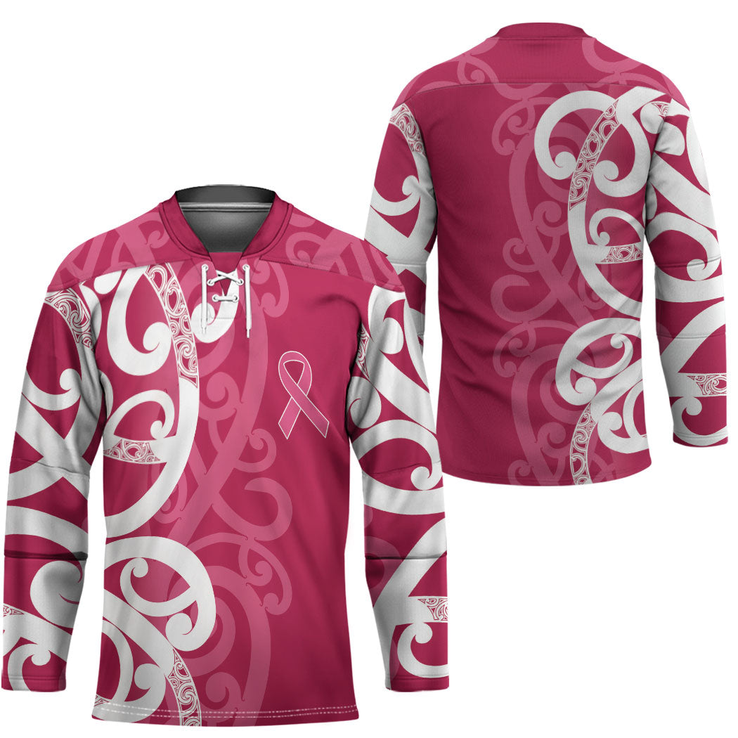 Breast Cancer Pink October Maori Hockey Jersey Koru Kowhaiwhai
