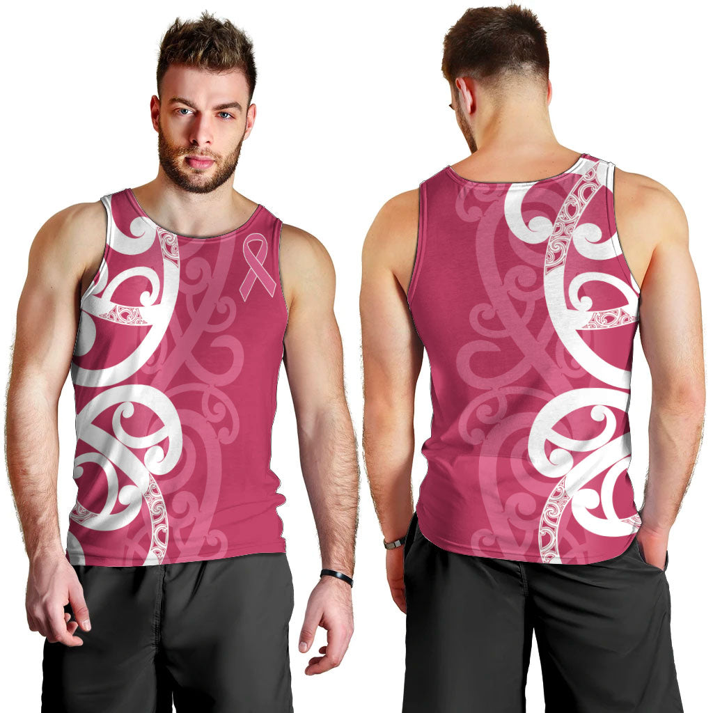 Breast Cancer Pink October Maori Men Tank Top Koru Kowhaiwhai