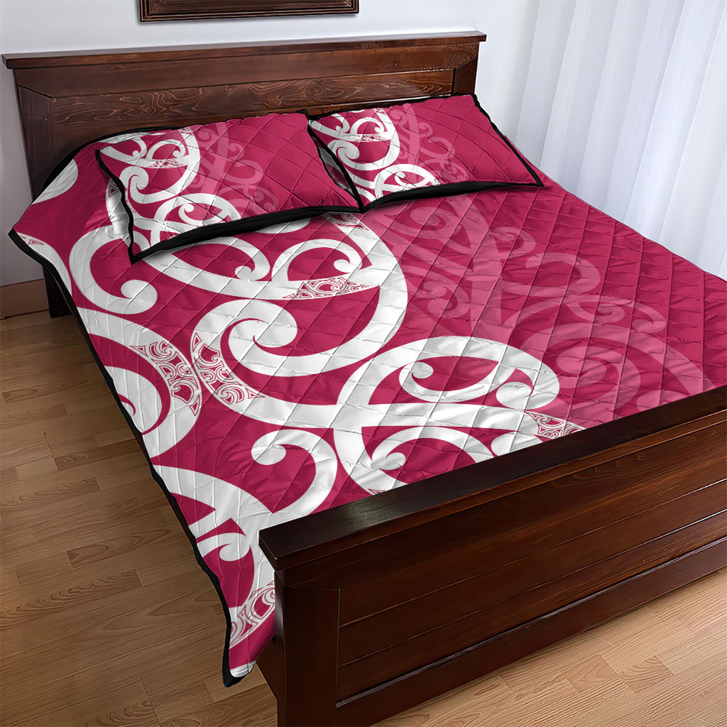 Breast Cancer Pink October Maori Quilt Bed Set Koru Kowhaiwhai