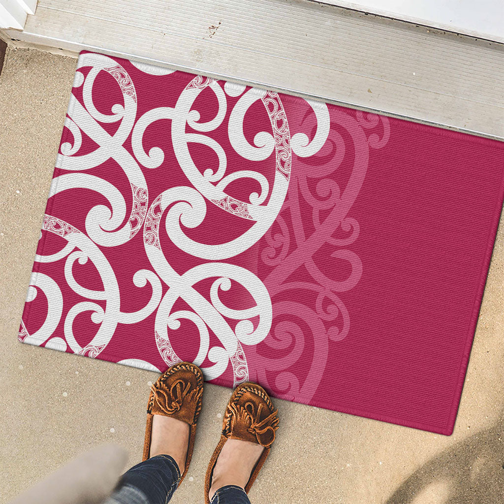 Breast Cancer Pink October Maori Rubber Doormat Koru Kowhaiwhai