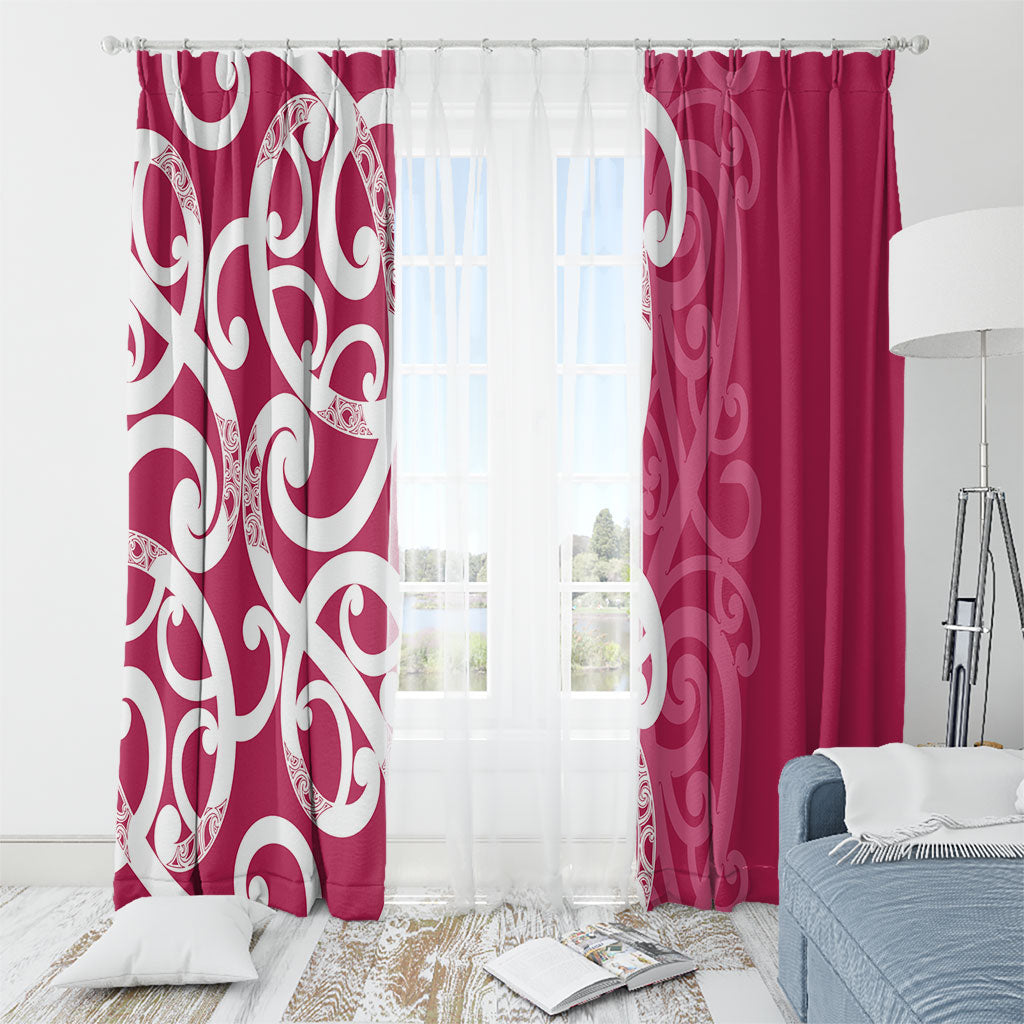 Breast Cancer Pink October Maori Window Curtain Koru Kowhaiwhai