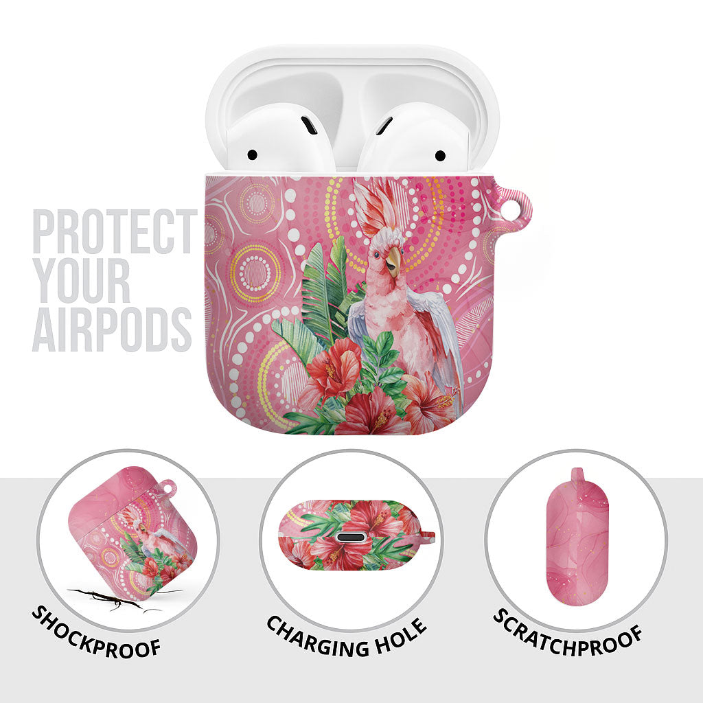 Breast Cancer Pink Cockatoo AirPods Case Indigenous Australia Watercolor Glaze