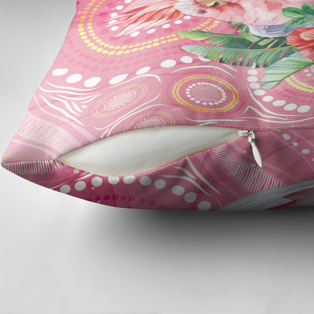 Breast Cancer Pink Cockatoo Pillow Cover Indigenous Australia Watercolor Glaze