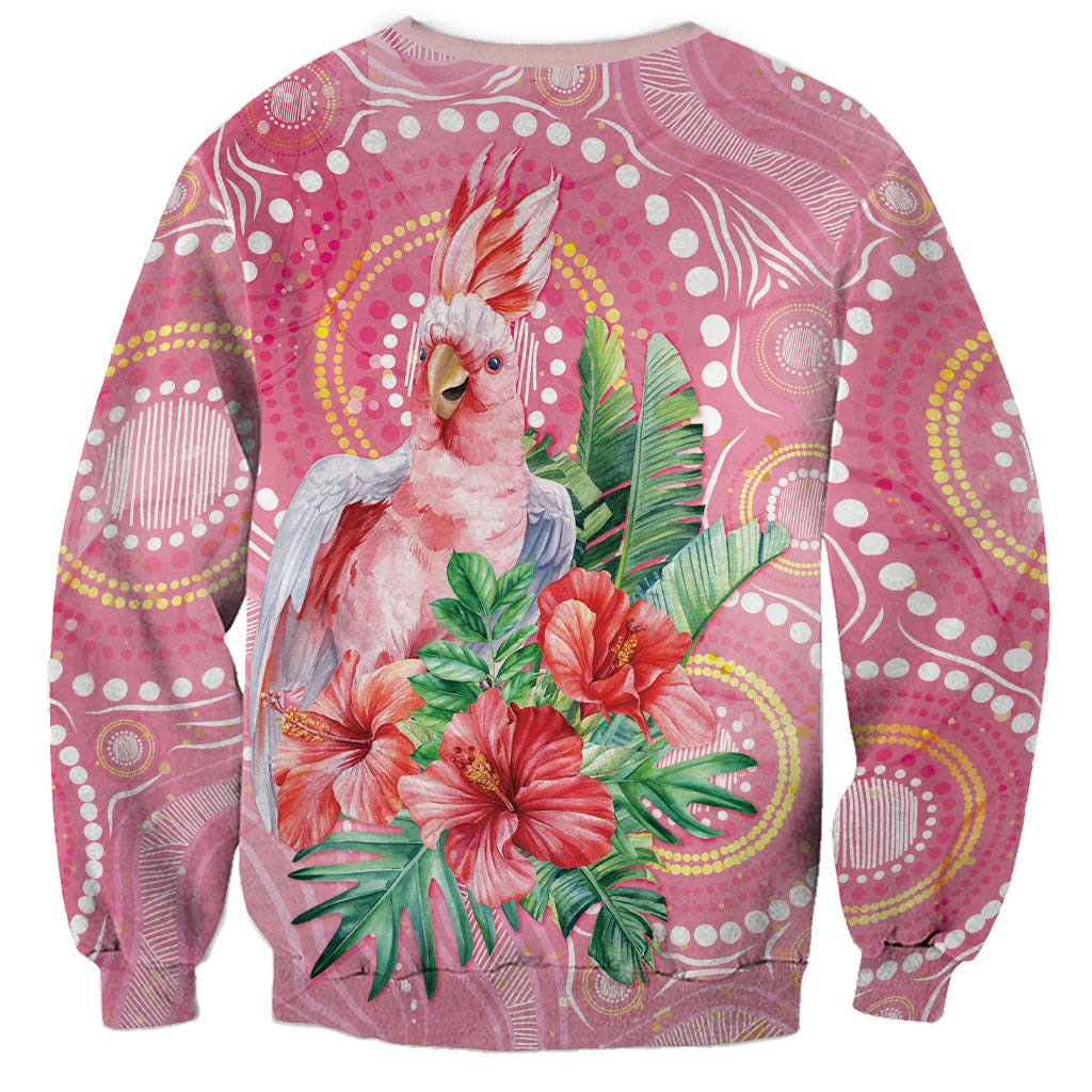 Breast Cancer Pink Cockatoo Sweatshirt Indigenous Australia Watercolor Glaze