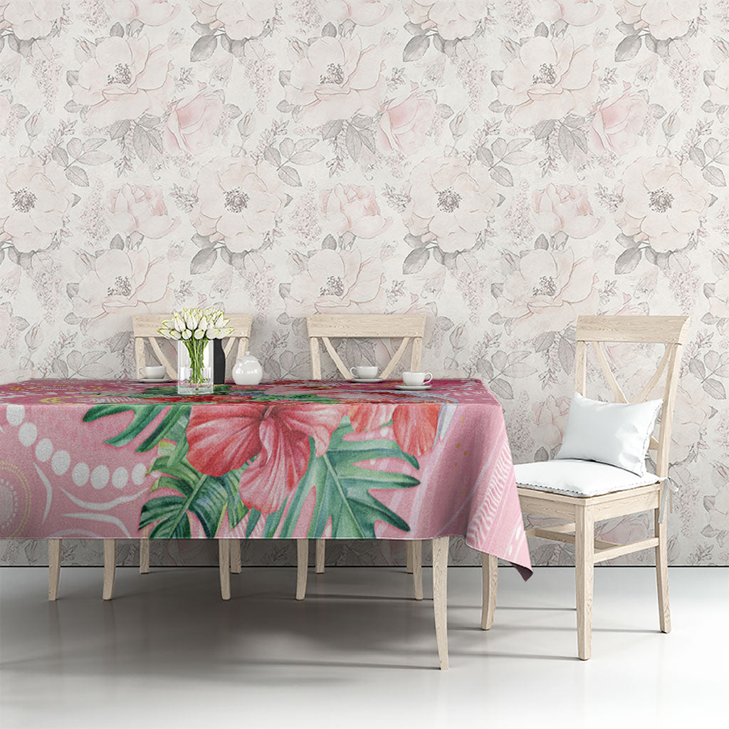 Breast Cancer Pink Cockatoo Tablecloth Indigenous Australia Watercolor Glaze