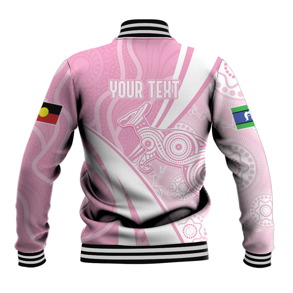 Australia Bowls Personalised Indigenous Pink Round Baseball Jacket