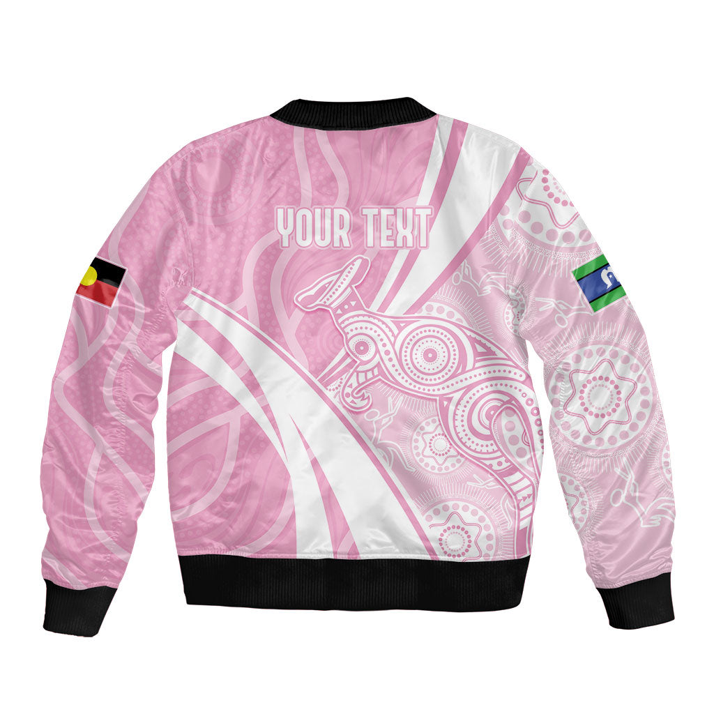 Australia Bowls Personalised Indigenous Pink Round Bomber Jacket