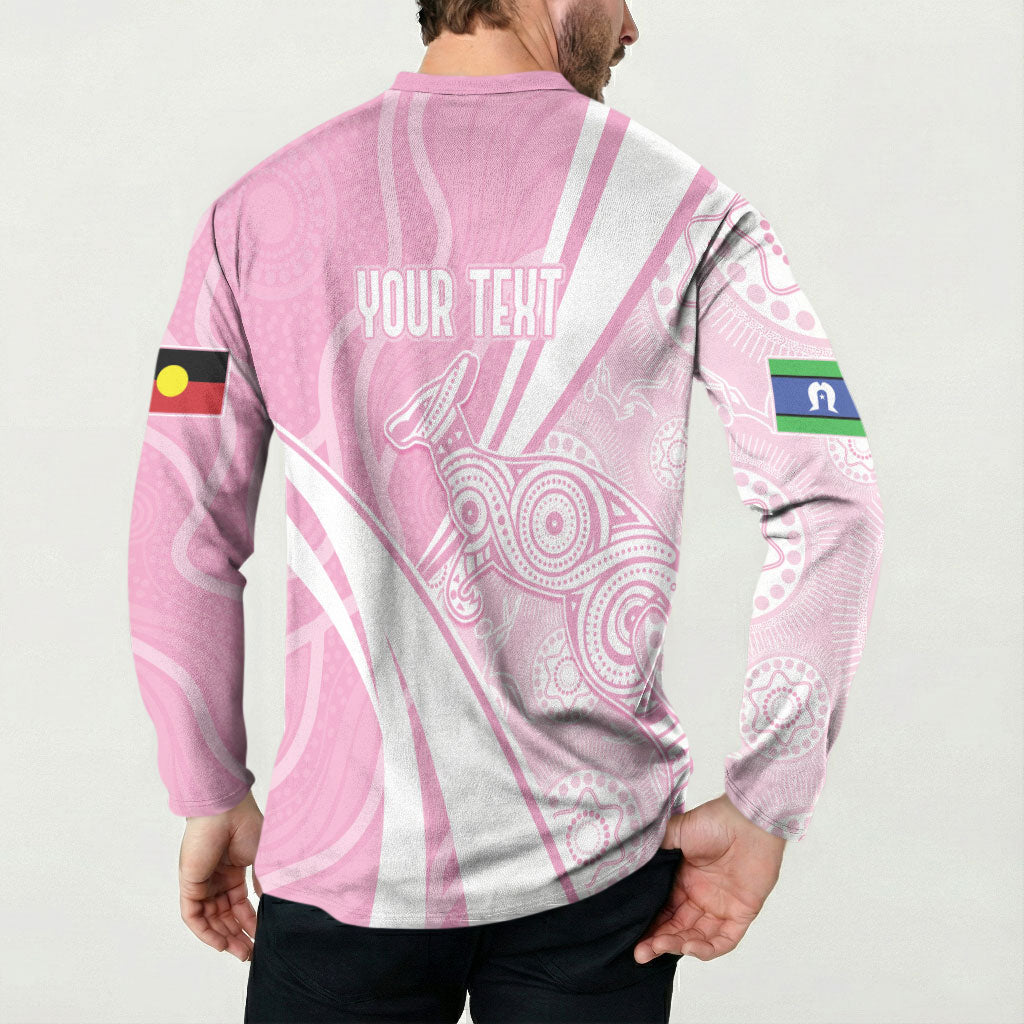 Australia Bowls Personalised Indigenous Pink Round Button Sweatshirt